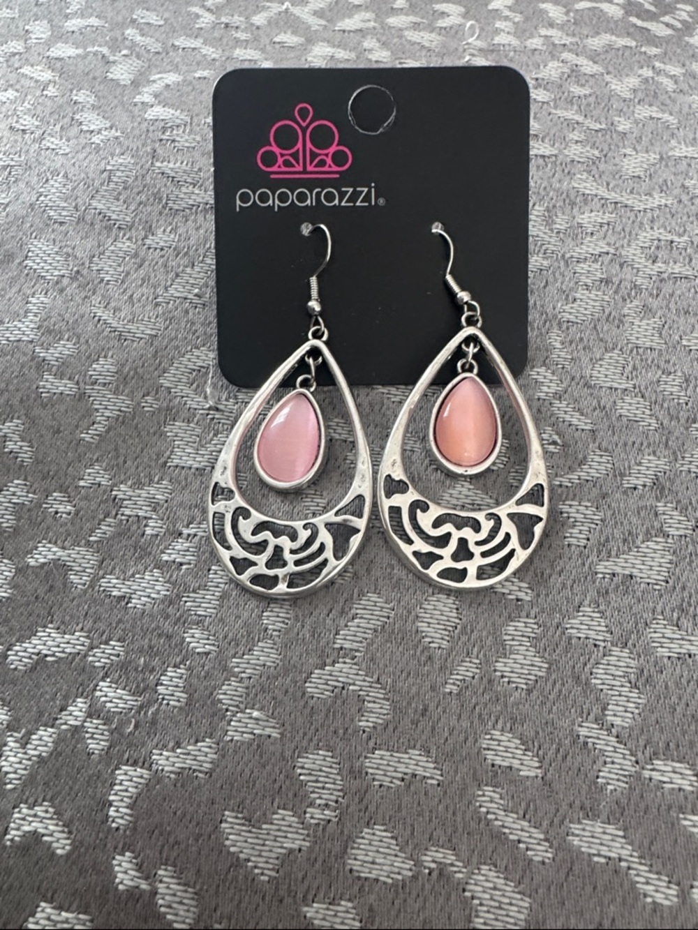 paparazzi Pink Teardrop Filigree Drop Earrings